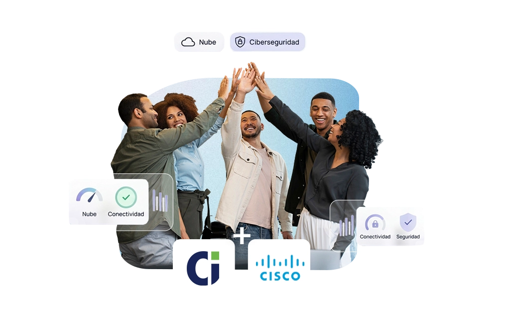 Imagen tecnológica que muestra personas celebrando una victoria.
